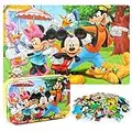 MZZOTOY Mickey Puzzles for Kids Ages 4-8 60 Piece Puzzles for Kids Ages 3-5 in a Metal Box Girls and Boys Learning Educational Jigsaw Puzzle Minnie Puzzle Toys Gifts(Mickey)