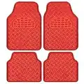 BDK Universal Fit 4-Piece Metallic Design Car Floor Mat - (Red)