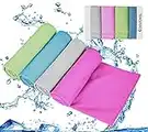 LETREALSUP Cooling Towel, 4Pack (100x30 cm) Cooling Towels for Neck Ice Cool Towel, Instant Cooling Relief, Soft Breathable Chilly Towel, Microfiber Ice Towel for Golf, Yoga, Camping, Running