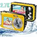 iSunFun UCY01 Waterproof Camera, Underwater Camera Full HD 2.7K 48MP Waterproof Digital Camera with Dual Screen, 16X Digital Zoom and Self-timer