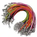 50pcs Bracelet Making Cord, Lystaii Multi Color Leather Plaited Bracelet Cords Ropes Charms with Lobster Claw Clasp for Bracelets Jewelry Making DIY Handicrafts 9.25inch Braided Ropes for Wrist
