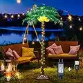 Lighted Palm Tree 5FT 208 LED Artificial Palm Tree Decor with Lighted Coconuts for Outdoor Light up Fake Tree with USB & Adapter for Indoor Outside Patio Christmas Hawaiian Tiki Bar Decoration