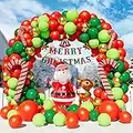 Bonropin Christmas Balloon Garland Arch kit with Xmas Balloon, Elk Balloon, Christmas Red White Cane Candy Balloons, Red/Green/Light Green/Gold Balloons for Christmas Party Decorations