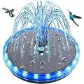 SZMP Solar Fountain, 4W Solar Powered Bird Bath Fountains with 4000 Battery, Color LED Lights, Outdoor Water Feature Solar Fountain Pump with 7 Nozzle and 4 Fixers for Garden, Patio, Pond, and Pool