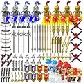 Minifigures Weapon Pack Accessories Kit Knight Weapons Set Including Armor Helmet Shield Barding Horses Designed for Minifigures Compatible with Minifigures of All Major Brands (Medieval Weapon)