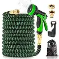 Expandable Garden Hose Pipe, ARVINKEY 25FT/7.5M Anti-Kink & Durable 3-Layer Latex Hose Pipe Flexible 3 Times Expanding Water Hose with 10 Functions Spray Nozzle, 3/4"&1/2" Solid Brass Connectors