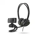 Trust Doba Auriculares con Cable USB y Webcam HD, Auriculares con Microfono y Control de Volumen, Cámara Web 720p con Botón de Foto para PC, Portátil, Oficina, Skype, Teams, Videoconferencia, Zoom