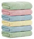 Aibaser Bamboo Cotton Bath Towels-27x54inch - Natural, Ultra Absorbent Towels for Bathroom (6 Piece Set)