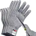 4 PCS Cut Resistant Gloves Food Grade Level 5 Protection for Kitchen, Upgrade Safety Anti Cutting Gloves for Meat Cutting, Wood Carving, Mandolin Slicing and More, (M-L) (A)