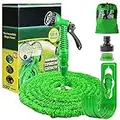 100FT Expanding Garden Water Hose Pipe with 7 Function Spray Gun Expandable Flexible Magic Hose Anti-leakage Lightweight Easy Storage (Green)