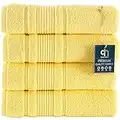 Qute Home 4-Piece Bath Towels Set, 100% Turkish Cotton Premium Quality Towels for Bathroom, Quick Dry Soft and Absorbent Turkish Towel, Set Includes 4 Bath Towels (Yellow)