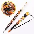 ZNLVZSH Demon Slayer Samurai Umbrella, Anime Cosplay Ninja Katana Sun Protection Umbrella 16 Bones 210T Impermeable a Prueba de Viento Fuerte Mango de Anime 1: 1 Impresión 3D 106 cm, Agatsuma Zenitsu