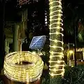 Solar Rope Light 33FT 100L IP65 Waterproof Outdoor LED Copper Fairy String Tube Lights for Party Garden Porch Yard Home Wedding Christmas Halloween Holiday Tree Decoration Lighting (Warm White)