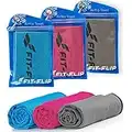 Fit-Flip Set da 3 asciugamani rinfrescanti 100x30cm – Asciugamano rinfrescante in microfibra, Airflip Cooling Towel, Asciugamano in microfibra – Colore: Blu/Rosa/Grigio, misura: 100x30cm