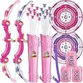 GMAOPHY 2 Pack Bow and Arrow Toys with LED Flash Lights for Girls 5 6 7 8 9 10 Year Old, Archery Set Indoor Outdoor Activity with 20 Suction Cup Arrows,Quiver & 2 Targets,Gifts for Girls