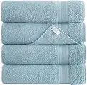 Blue Bath Towels 27" x 54" Quick-Dry High Absorbent 100% Turkish Cotton Towel for Bathroom, Guests, Pool, Gym, Camp, Travel, College Dorm, Shower (Blue, 4 Pack Bath Towel)