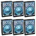 Bicycle Playing Cards 6 Decks ICE Design | Limited Edition Deck | Pitch-Black Face with Blue Ice Effects