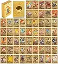 55 Stück Gold Karten für Pokemon, Vstar Vmax Goldfolienkarten mit Deck Box, V Sortierte Karten Vergoldete Karte Einschließlich Verschiedener Seltener Folienkarten Sammler(7Vstar+29Vmax+16V+2GX+1PHASE)