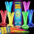 PartySticks Glow Sticks Party Supplies 100pk - 8 Inch Glow in the Dark Light Up Sticks Party Favors, Glow Party Decorations, Neon Party Glow Necklaces and Glow Bracelets with Connectors