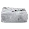 BEDSURE Baumwolle Decke Winter Tagesdecke - Leichte Kuscheldecke waffelpique Decke, Universale Sofadecke Baumwolle Couchdecke Grau 150x200 cm