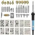 Wood Burning Kit, Wood Burning Tool Adjustable Temperature Woodburning Pyrography Pen Kit for Adults with Number Stencils 46 Pcs (Blue)