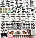 Nicolababe Waffenpaket 225-teiliges Zubehör Militärwaffenset inkl. Helm, Körperschutz, Umhang und Motorrädern, entwickelt für Minifiguren, kompatibel mit Minifiguren Aller großen Marken (SWAT-Waffe)