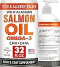 (32oz) Salmon Oil Omega 3 for Dogs - Fish Oil for Pets - Joint Health - Allergy Relief - Itch Relief, Shedding - Skin and Coat Supplement – Wild Alaskan Salmon Oil - Omega 3 6 9 - EPA & DHA Fatty Acids