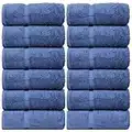 BC BARE COTTON Bare Cotton Luxury Hotel & Spa Towel Turkish Wash Cloths Dobby Border,Wedgewood, Set of 12