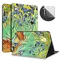 HUASIRU Pintura Caso Funda para iPad Air/Air 2 (9.7 Pulgadas) y iPad 2017/2018 - La Cubierta de Soporte Ajustable con Auto-Reposo/Activación, Lirios