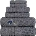 Hammam Linen 6-Piece Grey Bath Towels Set Original Turkish Cotton Soft, Absorbent and Premium Towels Set for Bathroom and Kitchen 2 Bath Towels, 2 Hand Towels, 2 Washcloths (Cool Grey)
