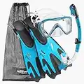 Phantom Aquatics Aleta de Legendario máscara Snorkel Set con Bolsa de Malla, Agua