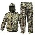 Upgrade Ghillie Suit Outdoor 3D Lifelike Super Lightweight Hooded Camouflage Clothing Jungle Woodland Hunting Shooting (Fit Tall 5.9-6.2ft)