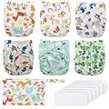 Reusable Nappies, Exqline Washable Cloth Nappies, 6 Adjustable Reusable Diapers + 6 Washable Bamboo Nappy Inserts + Free Wet Bag for Toddlers 3-15kg, Non-Disposable Nappies, 100% Eco Friendly