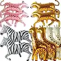 10 Pcs Safari Animal Balloons,Leopard Print Balloons Zebra Balloons Giraffe Balloon Foil Cheetah Balloon for Jungle Safari Zoo Wildlife Theme Party Baby Shower Wild One Birthday Decorations Supplies