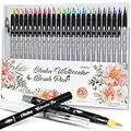 Watercolor Brush Pens, Ohuhu 24 Colors Water Color Painting Markers W/A Water Coloring Brush, Kids Watercolor Paints for Adult Coloring Books Manga Comic Calligraphy, Drawing Marker Pen Gift for Kids