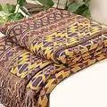 VANJOROY Bohemian Sofa Throw Blanket with Tassels, 100% Handwoven Cotton Knitted Armchair Throw for Couch, Sofa and Bed (90 * 90CM)…