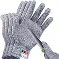 THOMEN 4 PCS (M+L) Cut Resistant Gloves Level 5 Protection for Kitchen, Upgrade Safety Anti Cutting Gloves for Meat Cutting, Wood Carving, Mandolin Slicing and More