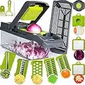 Cortador de verduras Mandoline 13 en 1, rebanador de verduras, verduras ralladas, picador de rallador de cocina multifunción con 7 cuchillas ajustables para rebanar, cortar verduras y rallar