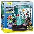 Tetra Bubbling LED Aquarium Kit 3 Gallons, Half-Moon Fish Tank With Color-Changing Light Disc