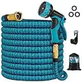 Zoflaro Garden Hose 50ft, Expandable Water Hose 50 feet with 10 Function Spray Nozzle, Extra Strength 3750D, Durable 4-Layers Latex Flexible Expandable Hose with 3/4" Solid Brass Fittings, Leakproof