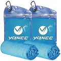 YQXCC 2 Pack Cooling Towel (120x30 cm) Ice Towel for Neck, Microfibre Cool Towel, Soft Breathable Chilly Towel for Yoga, Golf, Gym, Camping, Running, Workout & More Activities