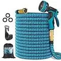 75ft Expandable Garden Hose Water Hose with 10 Function Nozzle, Lightweight & No-Kink Flexible Water Hose with Super Durable 3750D Fabric and Solid Brass Fittings