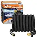 Xhose Pro Garden Hose, 75 Foot Expandable Garden Hoses, Tough & Flexible Water Hose, Lightweight, Solid Brass Fittings, Kink Free, Easy to Use & Store,Black