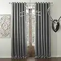 IYUEGO Solid Faux Linen Classic Room Darkening Grommet Top Curtain Draperies with Multi Size Custom 72" W x 102" L (One Panel)