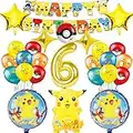 JAVAH Decoration Anniversaire Pokem 6 Ans, Ballon Ans Deco Garcon/Fille, Kit An, Chiffre (6e Anniversaire), (ZTDL-BKM-2209)