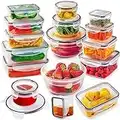 32 PCS Food Storage Containers with Airtight Lid(16 Stackable Plastic Containers with 16 Lids), 100% Leakproof & BPA-Free Container Sets with Lids for Kitchen Organization, Meal-Prep Lunch Containers