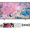 SAMSUNG QN75Q60BAFXZA Q60B 75 inch QLED 4K Quantum Dual LED HDR Smart TV 2022 Bundle with Premiere Movies Streaming + 37-100 Inch TV Wall Mount + 6-Outlet Surge Adapter + 2X 6FT HDMI 2.0 Cable