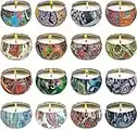 JHENG Set of 16 Small Scented Candles Soy Wax Aromatherapy Candles 2.5 OZ Portable Tin Candles with Lid, Relaxation Gifts Basket for Mother, Women, Friends and Coworkers
