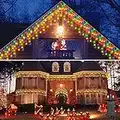 LITOHOM Icicle Outdoor Christmas Lights, 14m/46ft, 360 LED Multicolored Icicle Lights, IP44 Waterproof 8 Lighting Modes & Memory Function, Energy Saving, Mains Powered Christmas House Lights