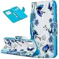 LEECOCO Samsung A20 Case Luxury Print PU Leather Wallet Case Flip Stand Card Holder Bookstyle Magnetic Protective Case Cover for Samsung Galaxy A20 / Galaxy A30 Magical Butterfly HX